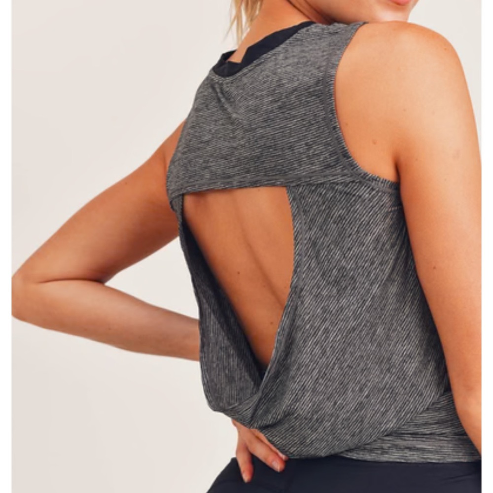 Mono  style AT-A0516 Cool Touch Micro-Striped Open Back Tank Top